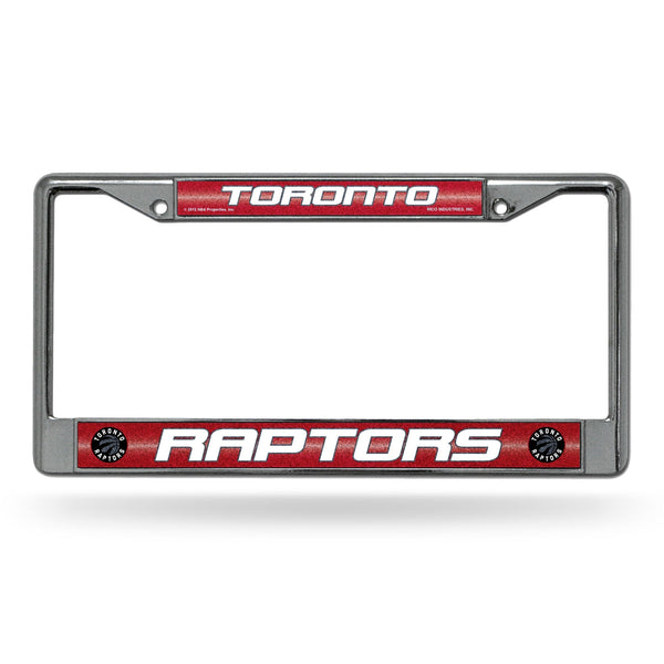 Wholesale NBA Toronto Raptors 12" x 6" Silver Bling Chrome Car/Truck/SUV Auto Accessory By Rico Industries