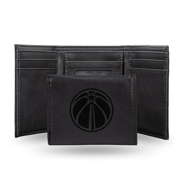 Wholesale NBA Washington Wizards Laser Engraved Black Tri-Fold Wallet - Men's Accessory By Rico Industries