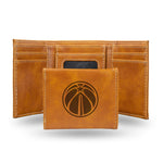 Wholesale NBA Washington Wizards Laser Engraved Brown Tri-Fold Wallet - Men's Accessory By Rico Industries