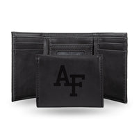 Wholesale NCAA Air Force Academy Falcons Laser Engraved Black Tri-Fold Wallet - Men's Accessory By Rico Industries