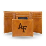 Wholesale NCAA Air Force Academy Falcons Laser Engraved Brown Tri-Fold Wallet - Men's Accessory By Rico Industries