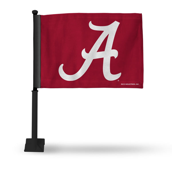 Wholesale NCAA Alabama Crimson Tide Double Sided Car Flag - 16" x 19" - Strong Black Pole that Hooks Onto Car/Truck/Automobile By Rico Industries