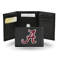 Wholesale NCAA Alabama Crimson Tide Embroidered Genuine Leather Tri-fold Wallet 3.25" x 4.25" - Slim By Rico Industries