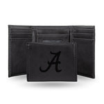 Wholesale NCAA Alabama Crimson Tide Laser Engraved Black Tri-Fold Wallet - Men's Accessory By Rico Industries