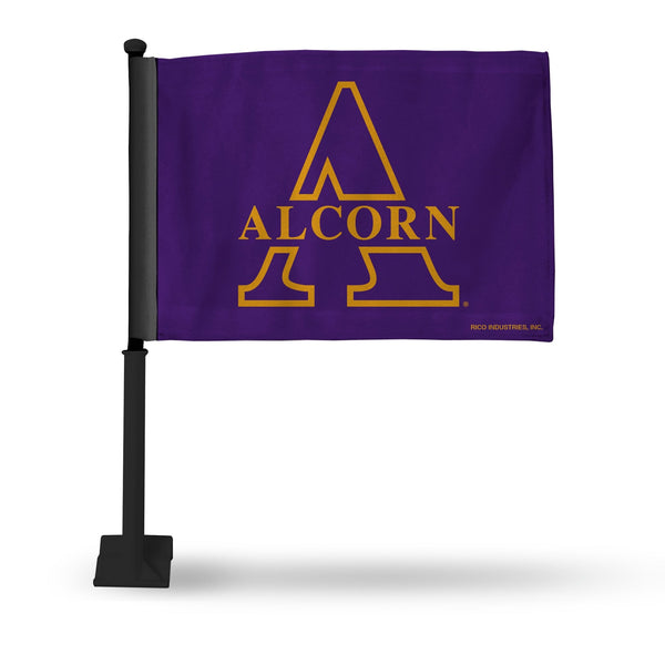 Wholesale NCAA Alcorn State Braves Double Sided Car Flag - 16" x 19" - Strong Black Pole that Hooks Onto Car/Truck/Automobile By Rico Industries