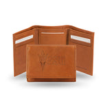 Wholesale NCAA Arizona State Sun Devils Brown Embossed Genuine Leather Tri-Fold Wallet By Rico Industries