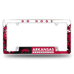 Wholesale NCAA Arkansas Razorbacks 12" x 6" Chrome All Over Automotive License Plate Frame for Car/Truck/SUV By Rico Industries