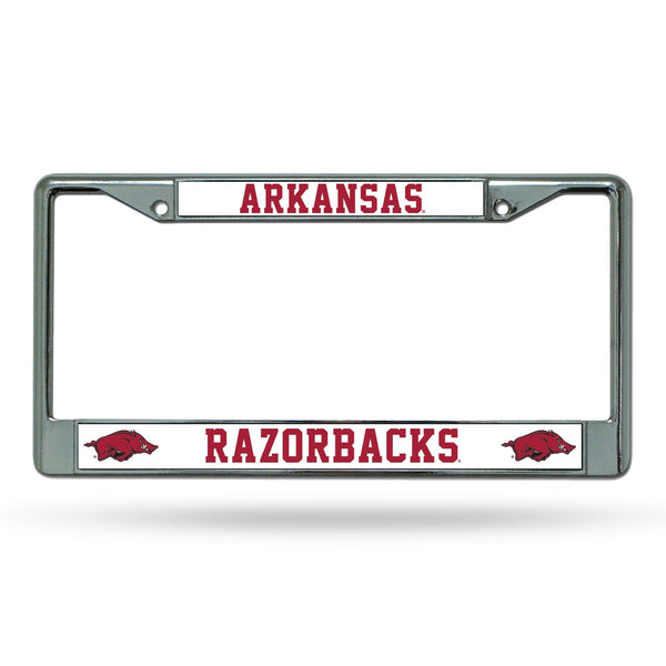 Wholesale NCAA Arkansas Razorbacks 12" x 6" Silver Chrome Car/Truck/SUV Auto Accessory By Rico Industries
