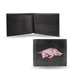 Wholesale NCAA Arkansas Razorbacks Embroidered Genuine Leather Billfold Wallet 3.25" x 4.25" - Slim By Rico Industries