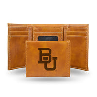 Wholesale NCAA Baylor Bears Laser Engraved Brown Tri-Fold Wallet - Men's Accessory By Rico Industries