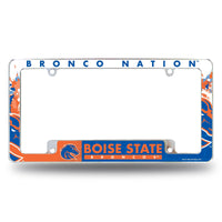 Wholesale NCAA Boise State Broncos 12" x 6" Chrome All Over Automotive License Plate Frame for Car/Truck/SUV By Rico Industries