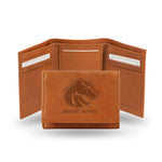 Wholesale NCAA Boise State Broncos Brown Embossed Genuine Leather Tri-Fold Wallet By Rico Industries