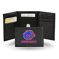 Wholesale NCAA Boise State Broncos Embroidered Genuine Leather Tri-fold Wallet 3.25" x 4.25" - Slim By Rico Industries