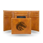 Wholesale NCAA Boise State Broncos Laser Engraved Brown Tri-Fold Wallet - Men's Accessory By Rico Industries