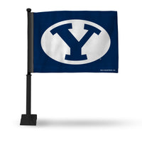 Wholesale NCAA BYU Cougars Double Sided Car Flag - 16" x 19" - Strong Black Pole that Hooks Onto Car/Truck/Automobile By Rico Industries