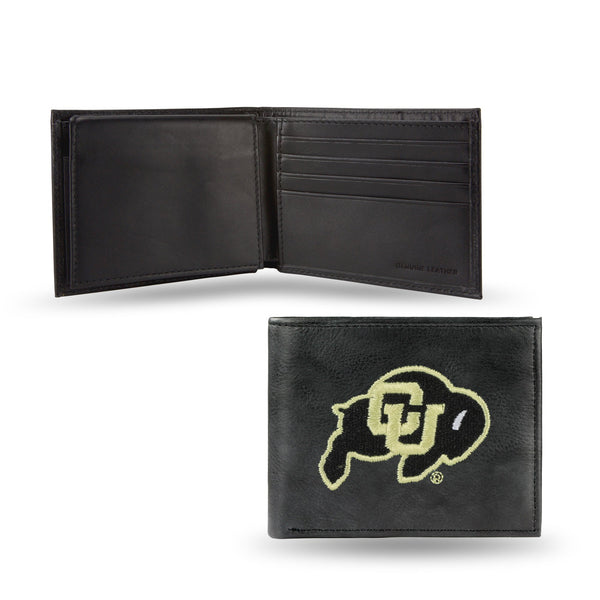 Wholesale NCAA Colorado Buffaloes Embroidered Genuine Leather Billfold Wallet 3.25" x 4.25" - Slim By Rico Industries