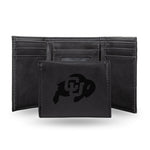 Wholesale NCAA Colorado Buffaloes Laser Engraved Black Tri-Fold Wallet - Men's Accessory By Rico Industries