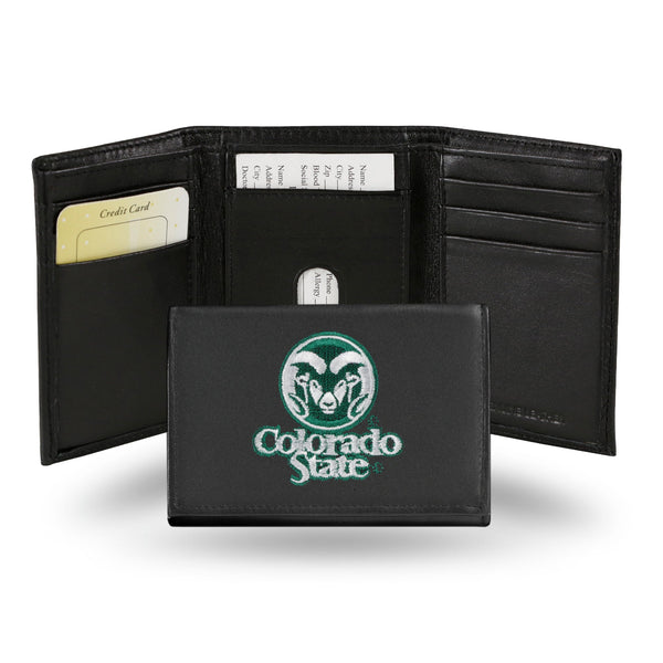 Wholesale NCAA Colorado State Rams Embroidered Genuine Leather Tri-fold Wallet 3.25" x 4.25" - Slim By Rico Industries