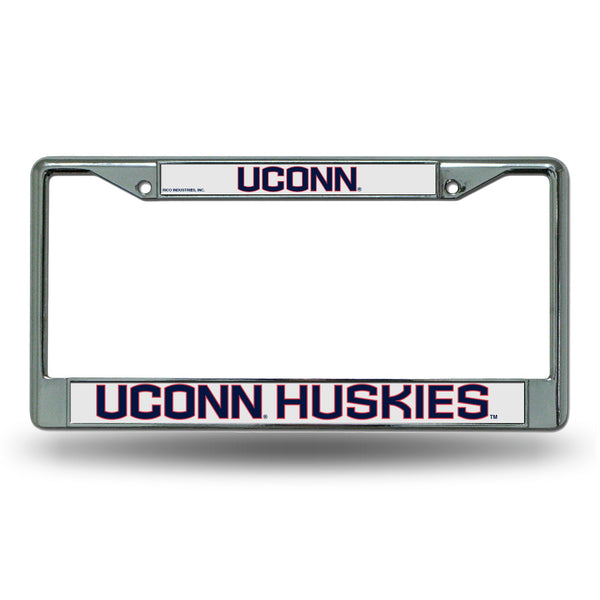Wholesale NCAA Connecticut Huskies 12" x 6" Silver Chrome Car/Truck/SUV Auto Accessory By Rico Industries