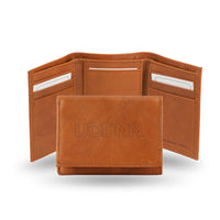 Wholesale NCAA Connecticut Huskies Brown Embossed Genuine Leather Tri-Fold Wallet By Rico Industries