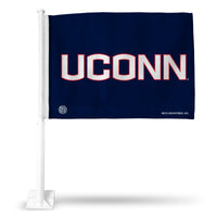 Wholesale NCAA Connecticut Huskies Double Sided Car Flag - 16" x 19" - Strong Pole that Hooks Onto Car/Truck/Automobile By Rico Industries