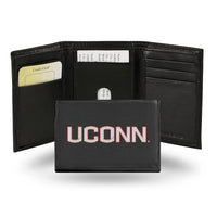 Wholesale NCAA Connecticut Huskies Embroidered Genuine Leather Tri-fold Wallet 3.25" x 4.25" - Slim By Rico Industries