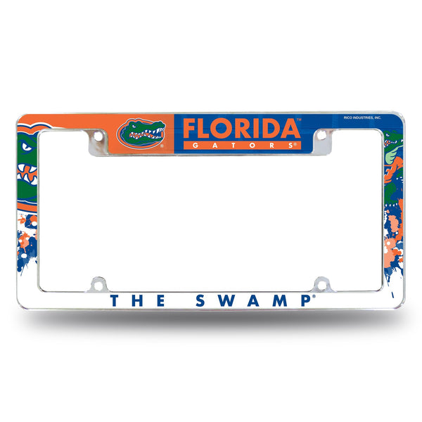 Wholesale NCAA Florida Gators 12" x 6" Chrome All Over Automotive License Plate Frame for Car/Truck/SUV By Rico Industries