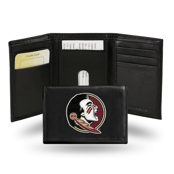 Wholesale NCAA Florida State Seminoles Embroidered Genuine Leather Tri-fold Wallet 3.25" x 4.25" - Slim By Rico Industries