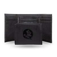 Wholesale NCAA Florida State Seminoles Laser Engraved Black Tri-Fold Wallet - Men's Accessory By Rico Industries