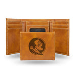 Wholesale NCAA Florida State Seminoles Laser Engraved Brown Tri-Fold Wallet - Men's Accessory By Rico Industries