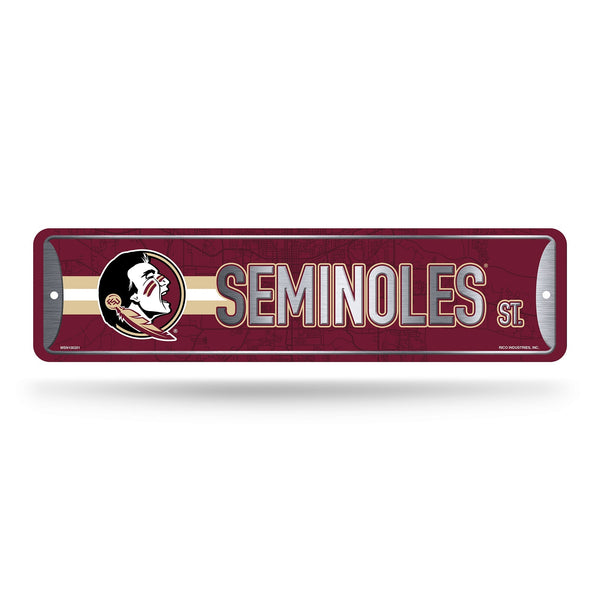 Wholesale NCAA Florida State Seminoles Metal Street Sign 4" x 15" Home Décor - Bedroom - Office - Man Cave By Rico Industries