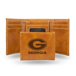 Wholesale NCAA Georgia Bulldogs Laser Engraved Brown Tri-Fold Wallet - Men's Accessory By Rico Industries