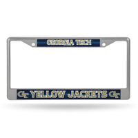 Wholesale NCAA Georgia Tech Yellow Jackets 12" x 6" Silver Bling Chrome Car/Truck/SUV Auto Accessory By Rico Industries