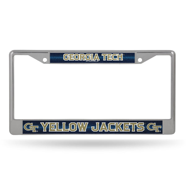 Wholesale NCAA Georgia Tech Yellow Jackets 12" x 6" Silver Bling Chrome Car/Truck/SUV Auto Accessory By Rico Industries