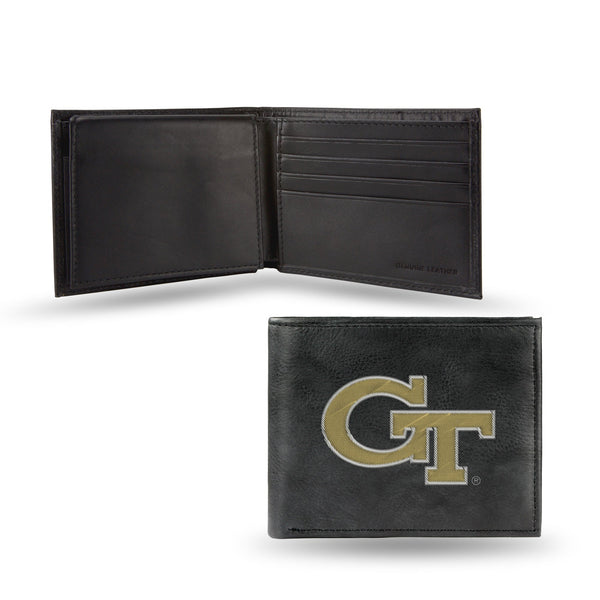 Wholesale NCAA Georgia Tech Yellow Jackets Embroidered Genuine Leather Billfold Wallet 3.25" x 4.25" - Slim By Rico Industries