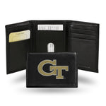 Wholesale NCAA Georgia Tech Yellow Jackets Embroidered Genuine Leather Tri-fold Wallet 3.25" x 4.25" - Slim By Rico Industries