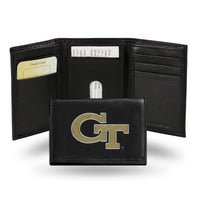 Wholesale NCAA Georgia Tech Yellow Jackets Embroidered Genuine Leather Tri-fold Wallet 3.25" x 4.25" - Slim By Rico Industries