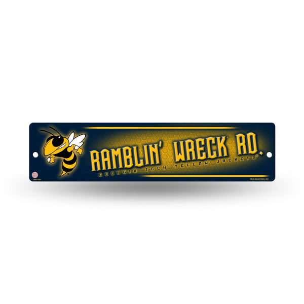 Wholesale NCAA Georgia Tech Yellow Jackets Plastic 4" x 16" Street Sign By Rico Industries