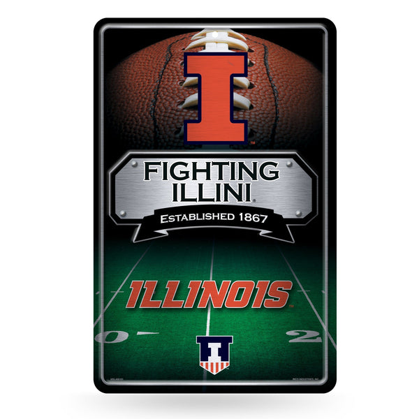 Wholesale NCAA Illinois Fighting Illini 11" x 17" Large Metal Home Décor Sign By Rico Industries