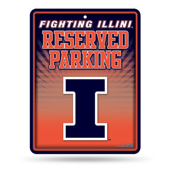 Wholesale NCAA Illinois Fighting Illini 8.5" x 11" Metal Parking Sign - Great for Man Cave, Bed Room, Office, Home Décor By Rico Industries