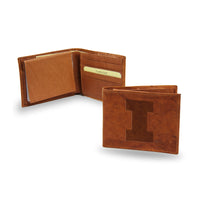 Wholesale NCAA Illinois Fighting Illini Genuine Leather Billfold Wallet - 3.25" x 4.25" - Slim Style By Rico Industries