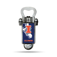 Wholesale NCAA Illinois Fighting Illini Magnetic Bottle Opener, Stainless Steel, Strong Magnet to Display on Fridge By Rico Industries