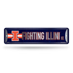 Wholesale NCAA Illinois Fighting Illini Metal Street Sign 4" x 15" Home Décor - Bedroom - Office - Man Cave By Rico Industries