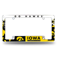 Wholesale NCAA Iowa Hawkeyes 12" x 6" Chrome All Over Automotive License Plate Frame for Car/Truck/SUV By Rico Industries