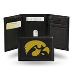 Wholesale NCAA Iowa Hawkeyes Embroidered Genuine Leather Tri-fold Wallet 3.25" x 4.25" - Slim By Rico Industries