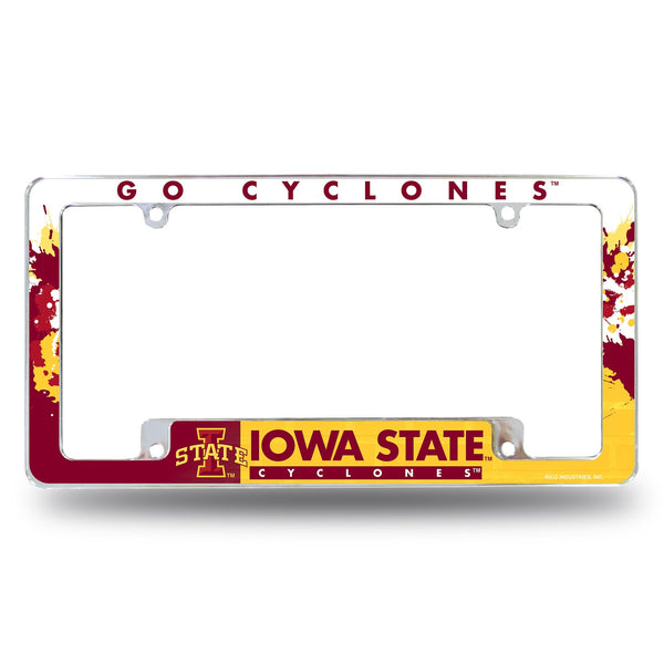 Wholesale NCAA Iowas State Cyclones 12" x 6" Chrome All Over Automotive License Plate Frame for Car/Truck/SUV By Rico Industries