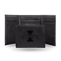 Wholesale NCAA Iowas State Cyclones Laser Engraved Black Tri-Fold Wallet - Men's Accessory By Rico Industries