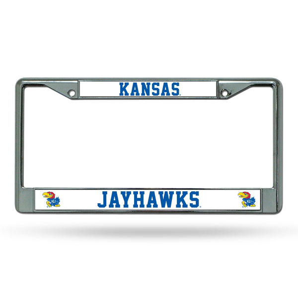 Wholesale NCAA Kansas Jayhawks 12" x 6" Silver Chrome Car/Truck/SUV Auto Accessory By Rico Industries