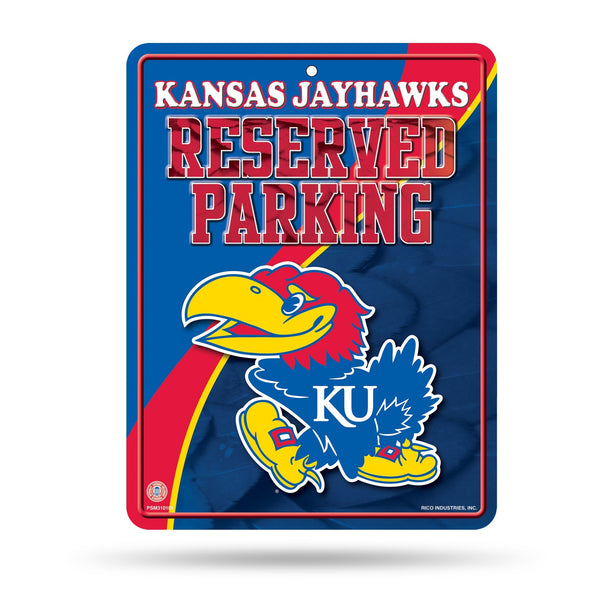 Wholesale NCAA Kansas Jayhawks 8.5" x 11" Metal Parking Sign - Great for Man Cave, Bed Room, Office, Home Décor By Rico Industries