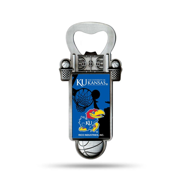 Wholesale NCAA Kansas Jayhawks Magnetic Bottle Opener, Stainless Steel, Strong Magnet to Display on Fridge By Rico Industries